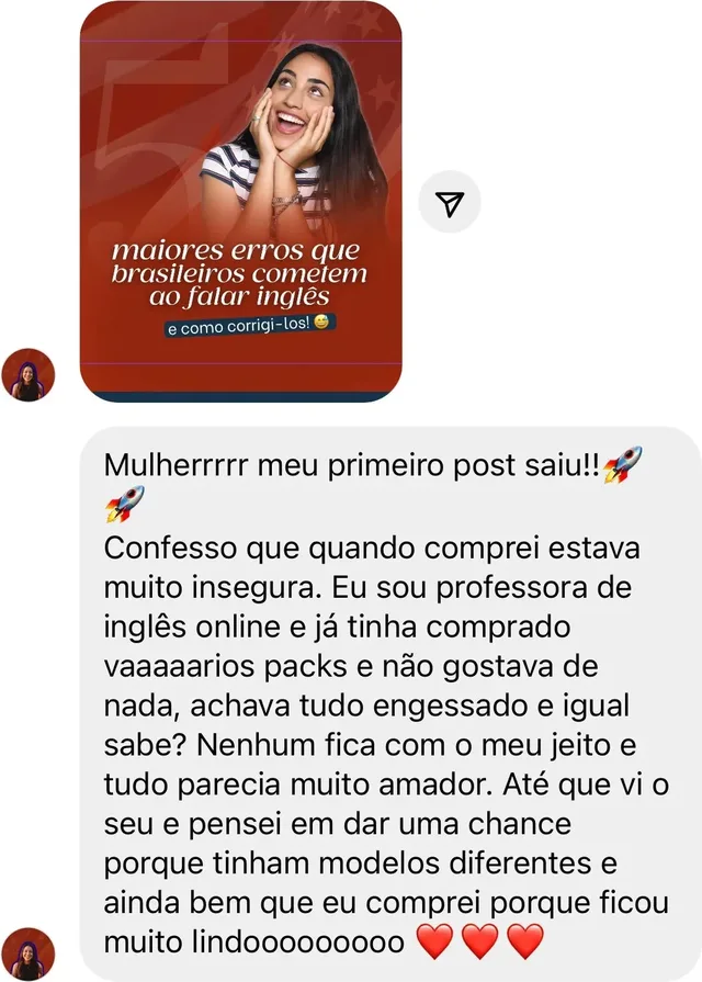 Depoimento de professora de inglês sobre o primeiro post