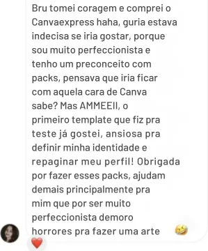 Depoimento: o primeiro template já ficou lindo